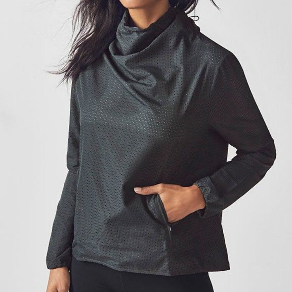 Fabletics Liora Mesh Pullover Cinch Waist Dark Gr… - image 1